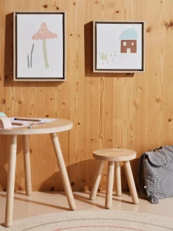 Outlet Taburete infantil de madera de caucho Dilcia Niños Decoración Infantil|Mesas Y Sillas Infantiles