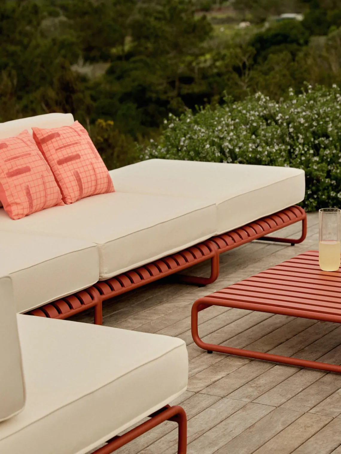 Sofás De Exterior|Sofás De Exterior>Westwing Collection Taburete para exterior Caio Blanco Off White, terracota