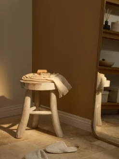 Clearance Taburete redondo de madera de mungur Beachside Pufs Y Otomanos|Pufs Y Otomanos