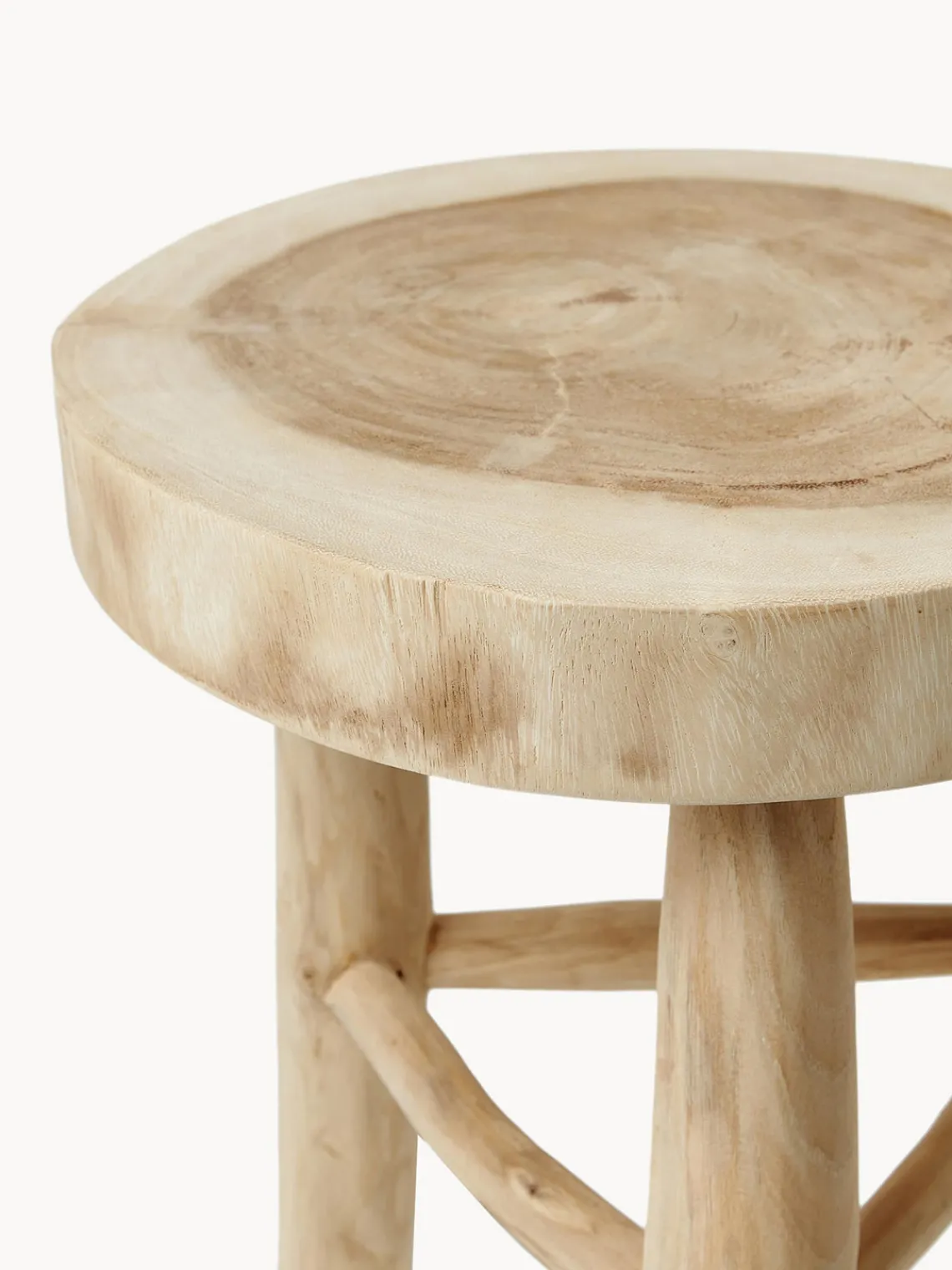 Clearance Taburete redondo de madera de mungur Beachside Pufs Y Otomanos|Pufs Y Otomanos