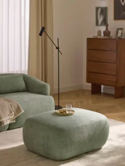 Reposapiés|Sofás>Westwing Collection Taburete Sofia Terciopelo verde salvia