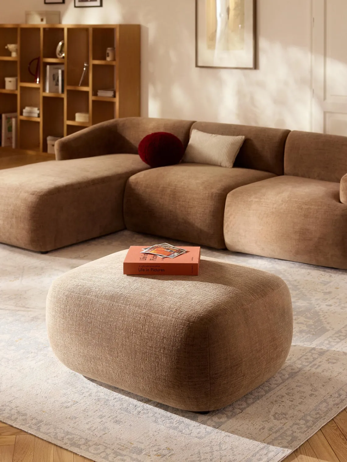 Reposapiés|Sofás>Westwing Collection Taburete Sofia Terciopelo marrón