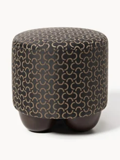 Pufs Y Otomanos|Pufs Y Otomanos>Westwing Collection Taburete tapizado de diseño DEDAR Milano x Westwing Lino Jacquard, Medialuna de Charbon