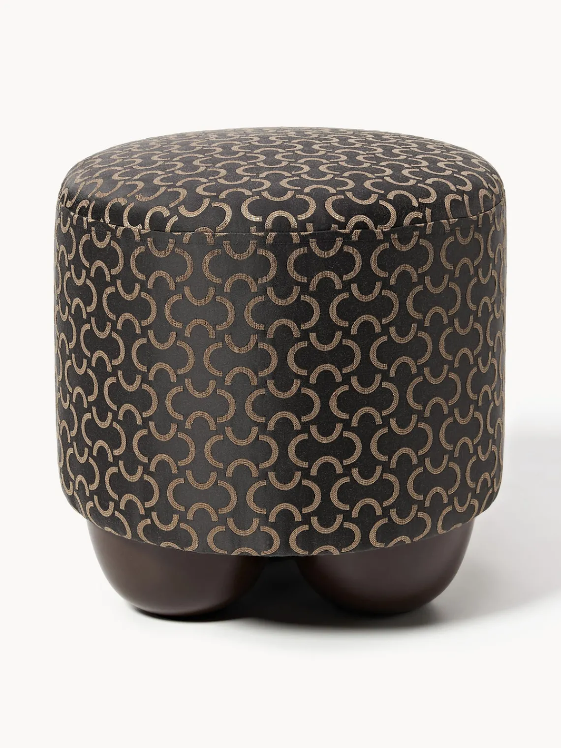 Pufs Y Otomanos|Pufs Y Otomanos>Westwing Collection Taburete tapizado de diseño DEDAR Milano x Westwing Lino Jacquard, Medialuna de Charbon