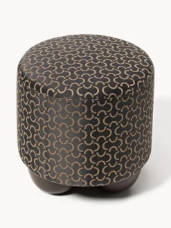 Pufs Y Otomanos|Pufs Y Otomanos>Westwing Collection Taburete tapizado de diseño DEDAR Milano x Westwing Lino Jacquard, Medialuna de Charbon