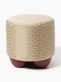 Pufs Y Otomanos|Pufs Y Otomanos>Westwing Collection Taburete tapizado de diseño DEDAR Milano x Westwing Lino Jacquard, Medialuna Beige