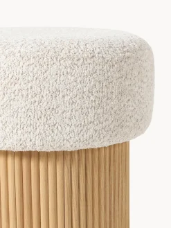 Pufs Y Otomanos|Pufs Y Otomanos></noscript>Westwing Collection Taburete tapizado en borreguillo bouclé con espacio de almacenamiento Nala Tejido borreguillo bouclé blanco Off White, madera de fresno clara