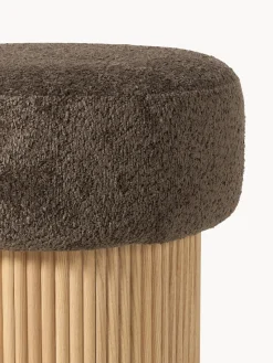 Pufs Y Otomanos|Pufs Y Otomanos></noscript>Westwing Collection Taburete tapizado en borreguillo bouclé con espacio de almacenamiento Nala Tejido borreguillo bouclé taupe, madera de fresno clara