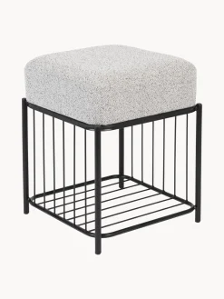 Clearance Taburete tapizado en tejido bouclé Milou Pufs Y Otomanos|Pufs Y Otomanos