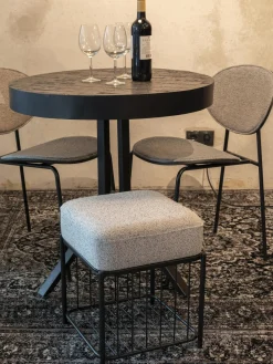 Clearance Taburete tapizado en tejido bouclé Milou Pufs Y Otomanos|Pufs Y Otomanos