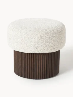 Clearance Taburete tapizado en tejido borreguillo bouclé con espacio de almacenamiento Nala Pufs Y Otomanos|Pufs Y Otomanos