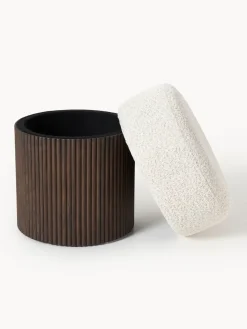 Clearance Taburete tapizado en tejido borreguillo bouclé con espacio de almacenamiento Nala Pufs Y Otomanos|Pufs Y Otomanos