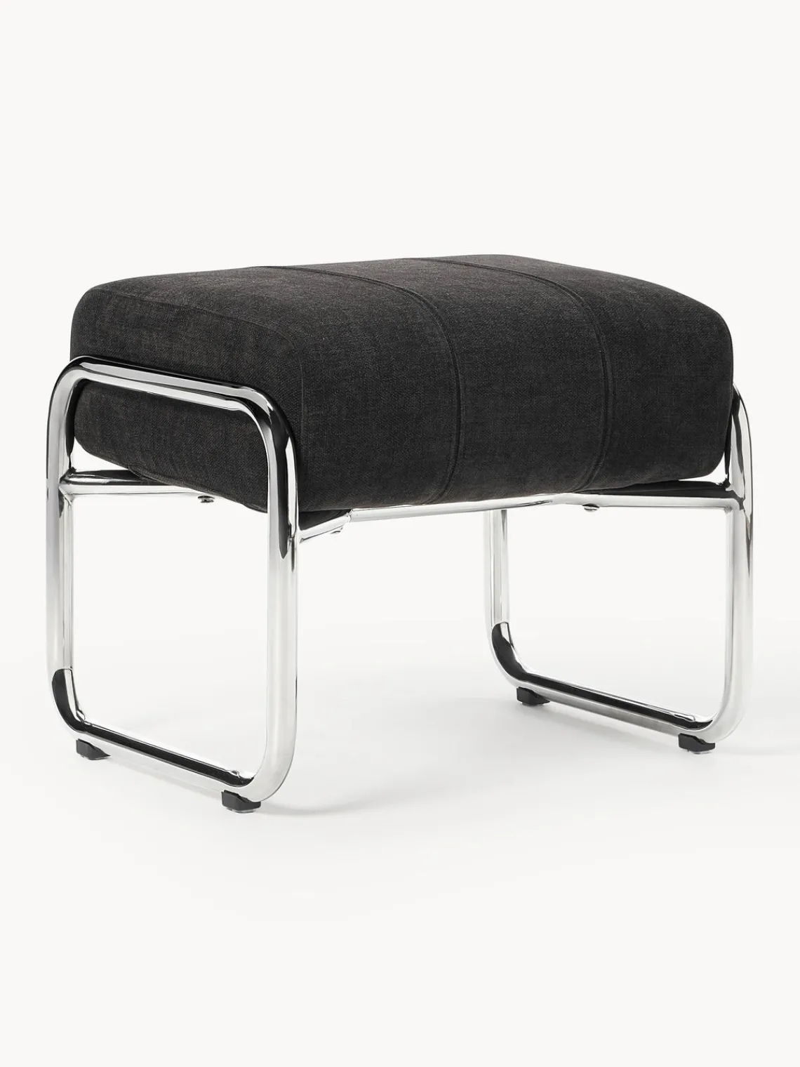 Pufs Y Otomanos|Pufs Y Otomanos>Westwing Collection Taburete tapizado Marcel Chenilla gris antracita, plateado