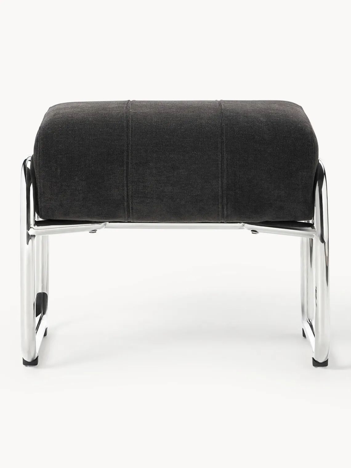 Pufs Y Otomanos|Pufs Y Otomanos>Westwing Collection Taburete tapizado Marcel Chenilla gris antracita, plateado