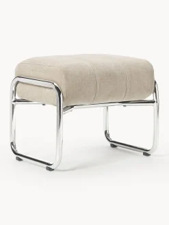 Pufs Y Otomanos|Pufs Y Otomanos>Westwing Collection Taburete tapizado Marcel Chenilla beige claro, plateado