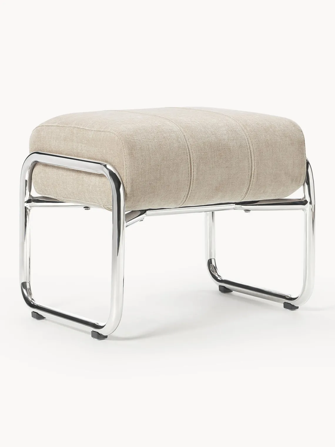 Pufs Y Otomanos|Pufs Y Otomanos>Westwing Collection Taburete tapizado Marcel Chenilla beige claro, plateado