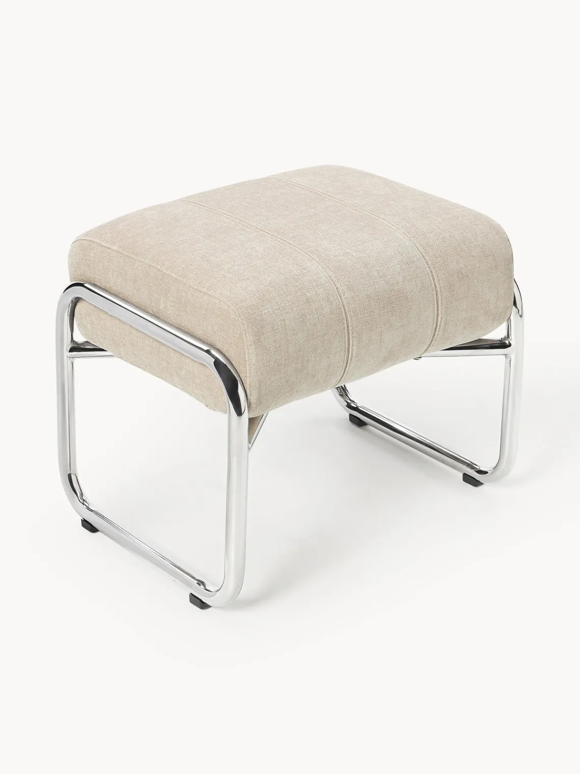 Pufs Y Otomanos|Pufs Y Otomanos>Westwing Collection Taburete tapizado Marcel Chenilla beige claro, plateado