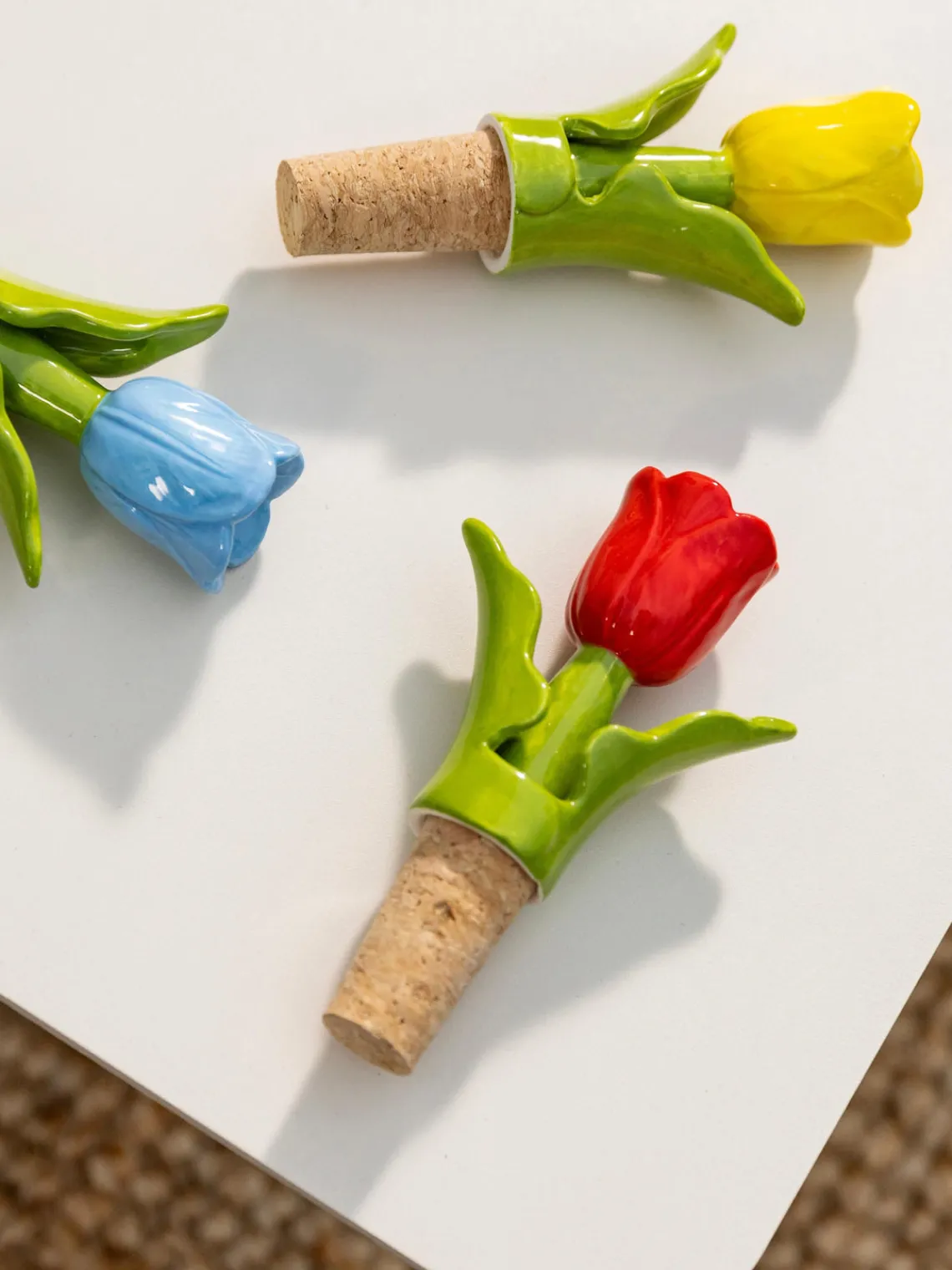 Artículos De Cocina|Utensilios De Cocina>&k Amsterdam Tapón de botella pintado a mano Tulip Rojo, verde