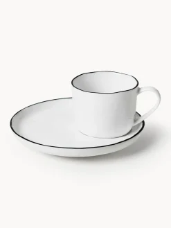 Best Taza de café espresso con platito artesanal de porcelana Salt Tazas De Espresso|Vajillas Completas