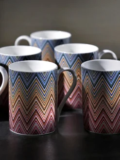 Tazas Y Mugs|Vajillas Completas></noscript>Missoni Taza de porcelana Fine Bone China Jarris Blanco, lila, amarillo y tonos azules