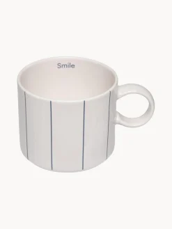 Tazas Y Mugs|Vajillas Completas>DESIGN LETTERS Taza de porcelana Fine Bone China Pyjama Blanco Off White, azul