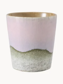 Tazas Y Mugs|Vajillas Completas>HKLIVING Taza pintada a mano con esmalte reactivo 70's Verde menta, rosa claro, blanco