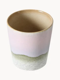 Tazas Y Mugs|Vajillas Completas></noscript>HKLIVING Taza pintada a mano con esmalte reactivo 70's Verde menta, rosa claro, blanco