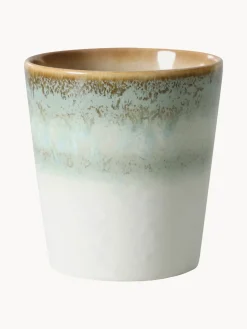 Tazas Y Mugs|Vajillas Completas>HKLIVING Taza pintada a mano con esmalte reactivo 70's Verde menta, blanco