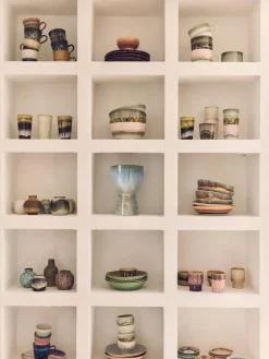 Tazas Y Mugs|Vajillas Completas>HKLIVING Taza pintada a mano con esmalte reactivo 70's Rosa palo, tonos marrones