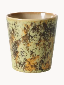 Tazas Y Mugs|Vajillas Completas>HKLIVING Taza pintada a mano con esmalte reactivo 70's Verde claro, tonos marrones