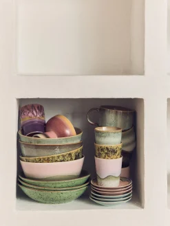 Tazas Y Mugs|Vajillas Completas>HKLIVING Taza pintada a mano con esmalte reactivo 70's Verde claro, tonos marrones