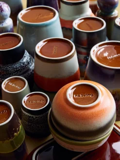 Tazas Y Mugs|Vajillas Completas>HKLIVING Tazas artesanales con esmalte reactivo 70s, 4 uds. Multicolor