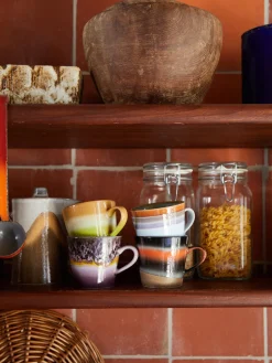 Tazas Y Mugs|Vajillas Completas>HKLIVING Tazas artesanales con esmalte reactivo 70s, 4 uds. Multicolor