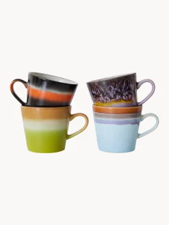 Tazas Y Mugs|Vajillas Completas></noscript>HKLIVING Tazas artesanales con esmalte reactivo 70s, 4 uds. Multicolor