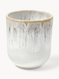 Tazas Y Mugs|Vajillas Completas>Westwing Collection Tazas artesanales con esmalte reactivo Danza, 4 uds. Blanco, tonos beige, con gradiente de color