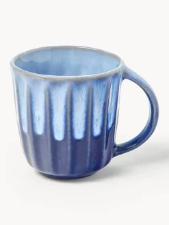 Tazas Y Mugs|Vajillas Completas>Westwing Collection Tazas artesanales con esmalte reactivo Vinci, 4 uds. Azul real y azul claro con gradiente de color