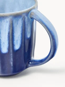 Tazas Y Mugs|Vajillas Completas></noscript>Westwing Collection Tazas artesanales con esmalte reactivo Vinci, 4 uds. Azul real y azul claro con gradiente de color