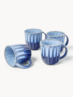 Tazas Y Mugs|Vajillas Completas></noscript>Westwing Collection Tazas artesanales con esmalte reactivo Vinci, 4 uds. Azul real y azul claro con gradiente de color
