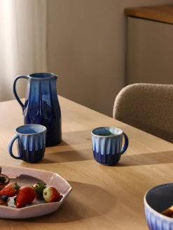 Tazas Y Mugs|Vajillas Completas></noscript>Westwing Collection Tazas artesanales con esmalte reactivo Vinci, 4 uds. Azul real y azul claro con gradiente de color