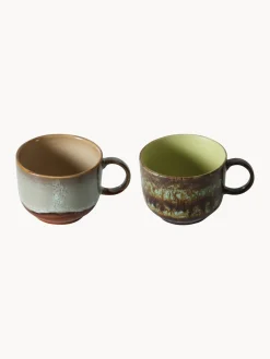 Tazas Y Mugs|Vajillas Completas></noscript>HKLIVING Tazas artesanales con esmalte reactivo 70's, 2 uds. Verde claro, tonos marrones, gris
