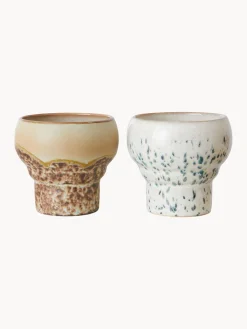 Tazas Y Mugs|Vajillas Completas>HKLIVING Tazas artesanales de gres 70's, 2 uds. Tonos beige, blanco, azul claro