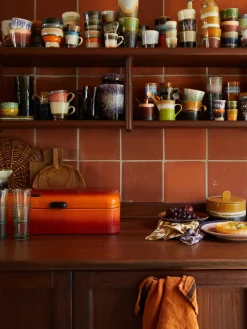 Tazas Y Mugs|Vajillas Completas>HKLIVING Tazas artesanales esmaltada 70s, 6 uds. Tonos marrones y beige, morado oscuro, verde claro