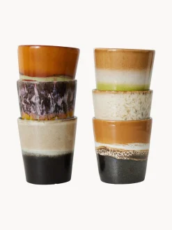 Tazas Y Mugs|Vajillas Completas></noscript>HKLIVING Tazas artesanales esmaltada 70s, 6 uds. Tonos marrones y beige, morado oscuro, verde claro