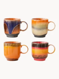 Tazas Y Mugs|Vajillas Completas>HKLIVING Tazas artesanales 70's, 4 uds. Naranja, tonos rojos, azul oscuro