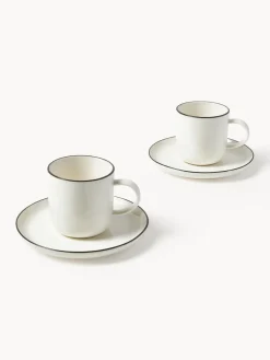 Outlet Tazas con platitos de porcelana Facile, 2 uds. Tazas Y Mugs|Vajillas Completas