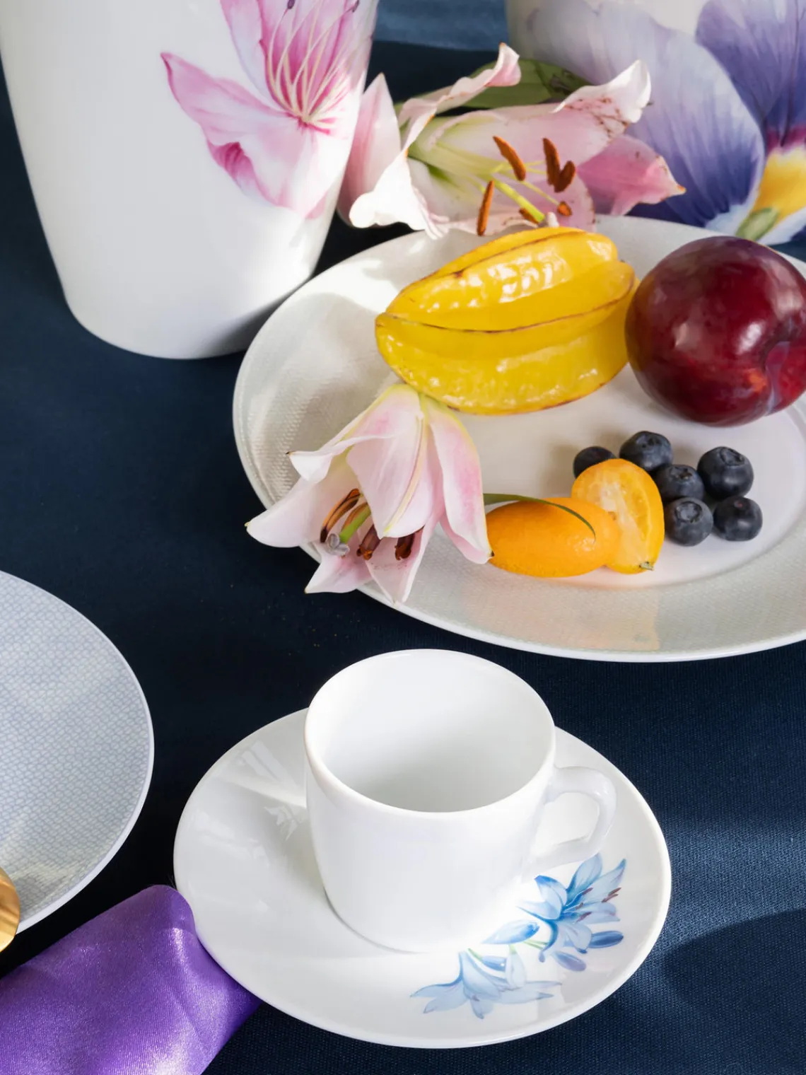 Outlet Tazas con platitos de porcelana artesanales Cosmopolitan, 2 uds. Tazas De Espresso|Vajillas Completas