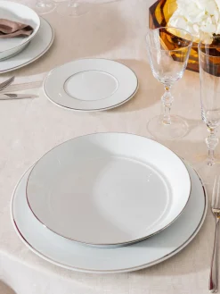 Hot Tazas con platitos de porcelana con borde platino pintado a mano Vitruv, 2 uds. Tazas De Espresso|Vajillas Completas