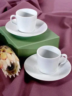 Tazas con platitos de porcelana artesanales Cosmopolitan, 2 uds. Tazas De Espresso|Vajillas Completas