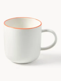 Tazas Y Mugs|Vajillas Completas></noscript>Westwing Collection Tazas con platitos de porcelana Facile, 2 uds. Blanco Off White con borde naranja