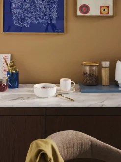 Tazas Y Mugs|Vajillas Completas></noscript>Westwing Collection Tazas con platitos de porcelana Facile, 2 uds. Blanco Off White con borde naranja